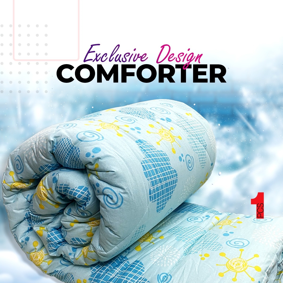King Size Comforter Cotton Outside Fiber Filler Inside Too Warmth Perfect For Winter - LC006